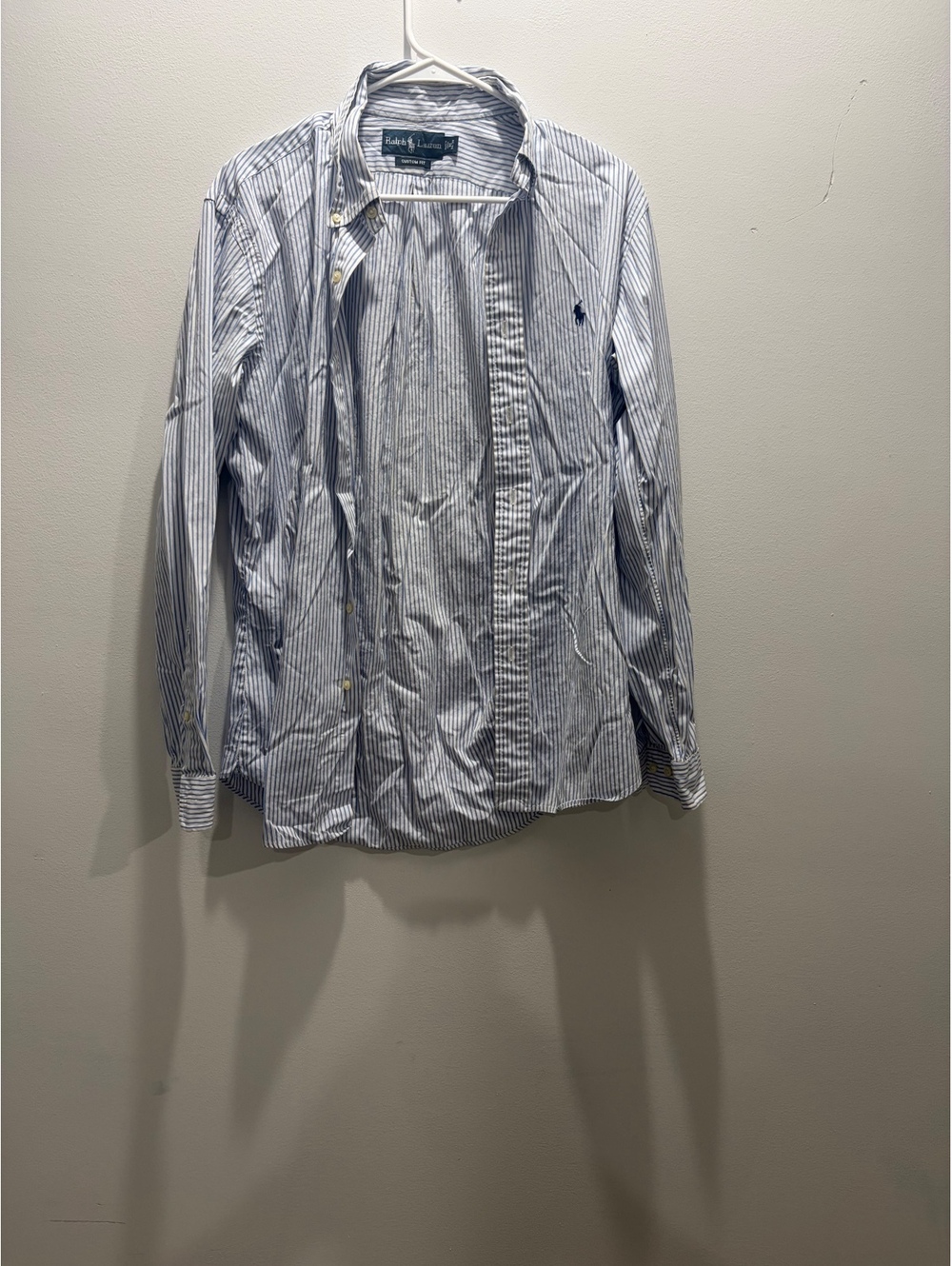Ralph Lauren Custom Fit Striped Button Up Shirt Mens 16 34/35 Long Sleeve